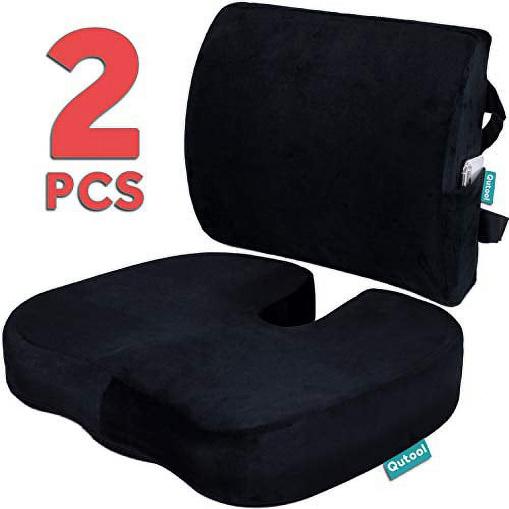 Icozyhome Coccyx Seat Cushion & Lumbar Support Pillow for Office Desk Chair Black Memory Foam Car Seat Cushion, Size: Standard