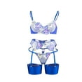 thumbnail image 4 of ZSQDM Clearance Underwear for Women, Women's Fun Underwear Set Lace Mesh V Neck Embroidery With Steel Ring Gathering Corset Underwear Blue M, 4 of 7