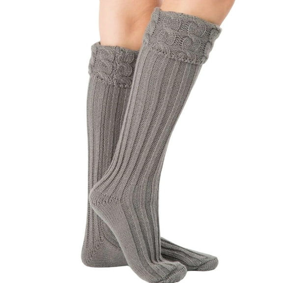 Fgnfyis Warm Knitted Stockings Leg Warmers Foot Cover Boot Liners Cozy Winter Socks for Women and Girls Soft Yarn Textured Design Grey