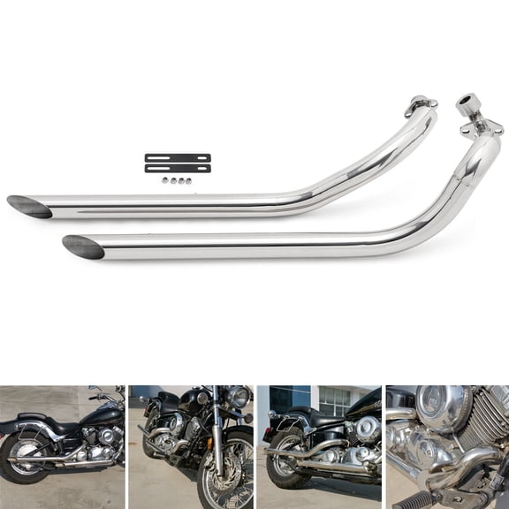 Long Short Staggered Exhaust Muffler Pipe for YAMAHA V Star Dragstar 650 XVS650