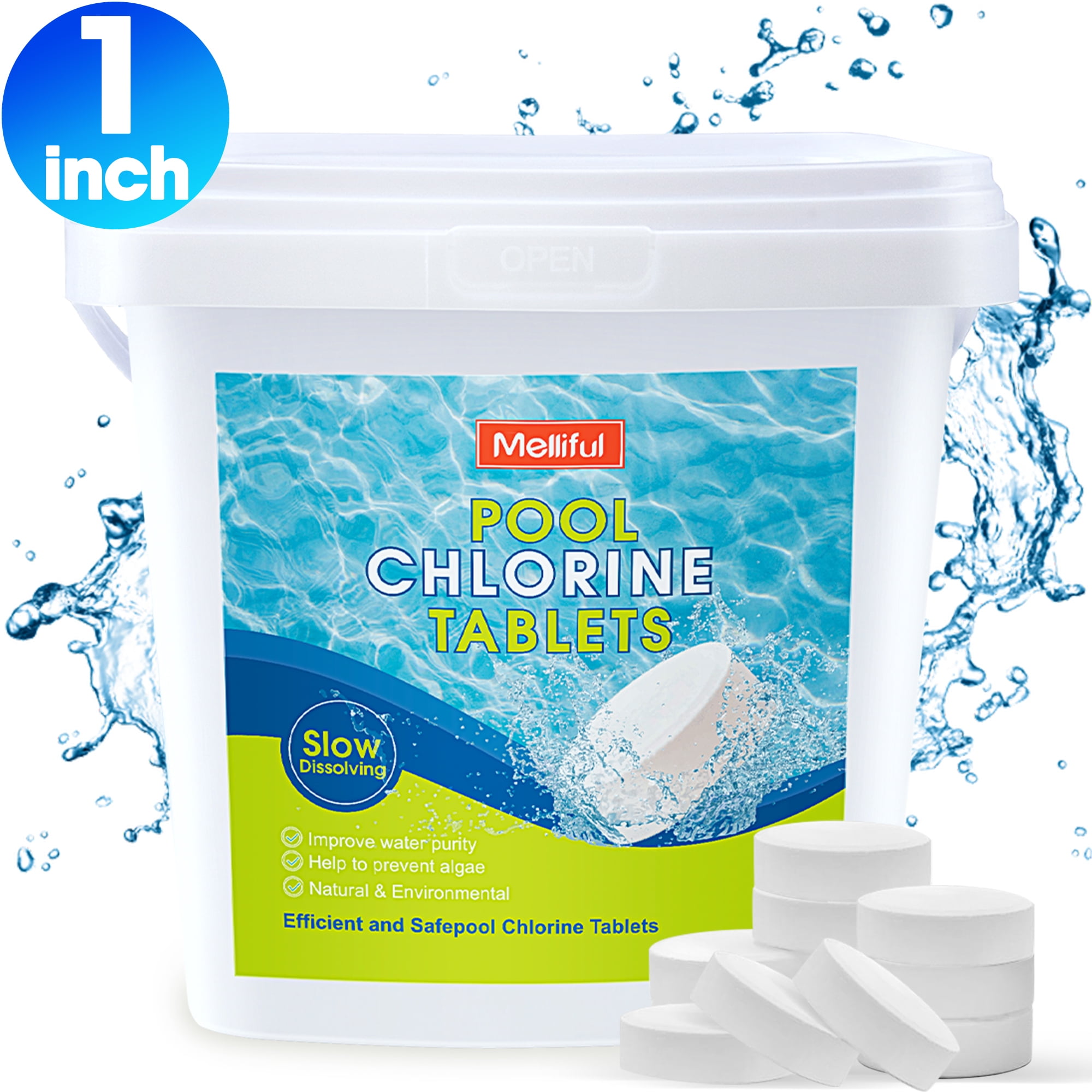 1 inch Chlorine Tablets for Pools, Chlorine for Pool Shock, 1.2 lb