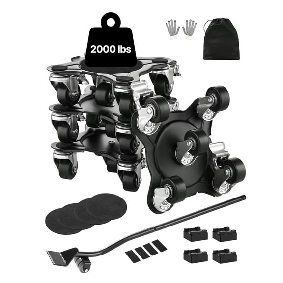 KFFKFF Appliance Mover, 1200 lbs Max Capacity, Robust Furniture Shifting Equipment with 5 Omni-directional Wheels, Carbon Steel Base, Furniture Elevation and Sliding Kit for Domestic Appliances