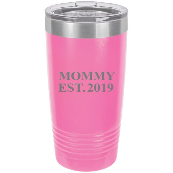 Mommy Established EST. 2019 Stainless Steel Engraved Insulated Tumbler 20 Oz Travel Coffee Mug, Pink
