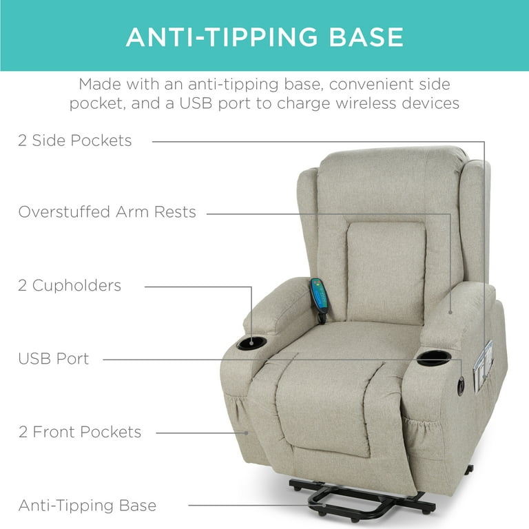 Best Choice Products Electric Power Lift Linen Recliner Massage