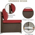 thumbnail image 3 of Gotland Outdoor Patio Furniture Set 6 Piece Sectional Rattan Sofa Set Rattan Wicker Patio Conversation Set with 5 Seat Cushions and 1 Tempered Glass Table,Red, 3 of 5