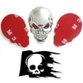 thumbnail image 3 of Metal Skull Car Emblem - Power Auto 2 pcs. Skull Head w/Red Eyes Emblems 3D Zinc Alloy Peel-N-Stick Plus Skull Skeleton Die-Cut Thick Durable Vinyl Weatherproof Decal Sticker (SILVER), 3 of 8
