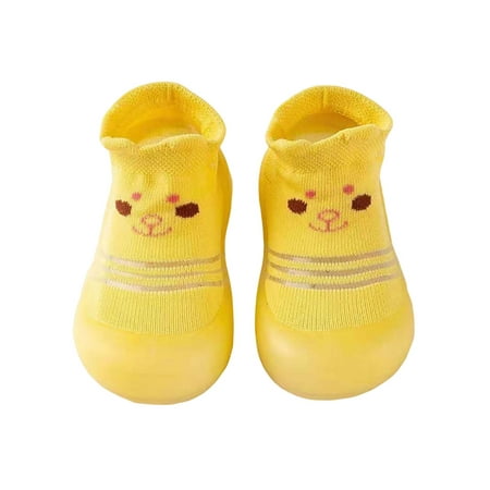 

Daeful Toddler Floor Sock Shoes Barefoot Flats Rubber Sole First Walking Shoe Breathable Prewalker Socks Sneakers Girls Boys Casual Yellow 5C-6C