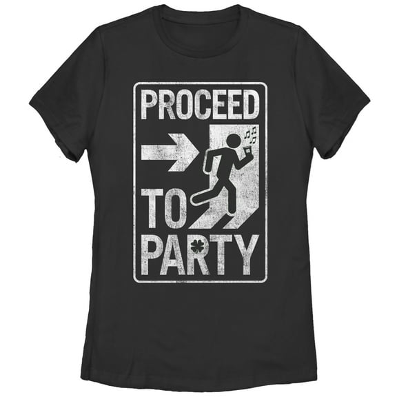 Women's Lost Gods Saint Patrick's Day Proceed to Party  Graphic Tee Black Large