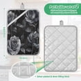 thumbnail image 3 of Two Pieces Of Square Heat Insulation Pad Oven Mitts 7x9.8 Inch Oven Microwave Kitchen Cooking Baking Black Roses Seamless, 3 of 7