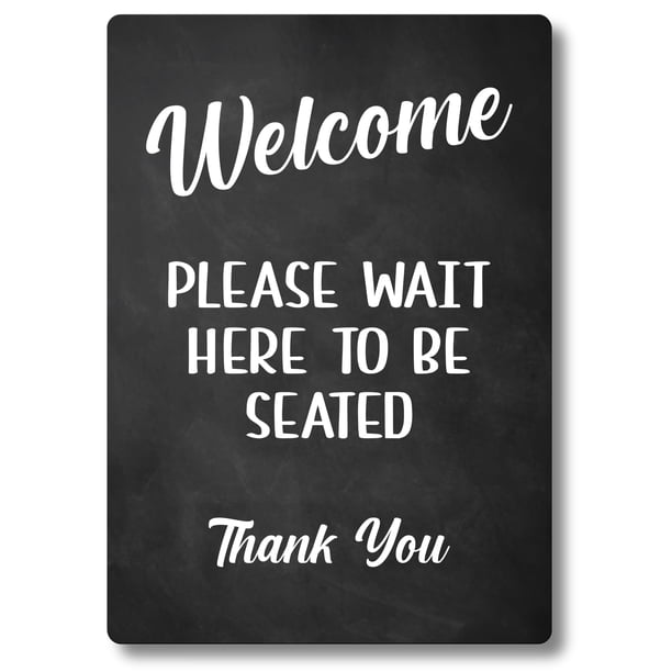 Cartel de origen: por favor espere aquí para ser sentado 21 x 30 cm