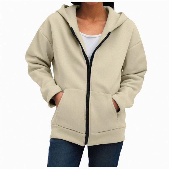 Godom Women Oversized Zip Up Hoodies Long Sleeve Tunic Sweatshirt Long Fleece Hoodie Jacket with Pockets