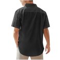 thumbnail image 3 of FAIWAD Mens Cotton Linen Shirts Button Down Short Sleeve T-Shirts Summer Casual Basic Beach Tops with Pocket, 3 of 5