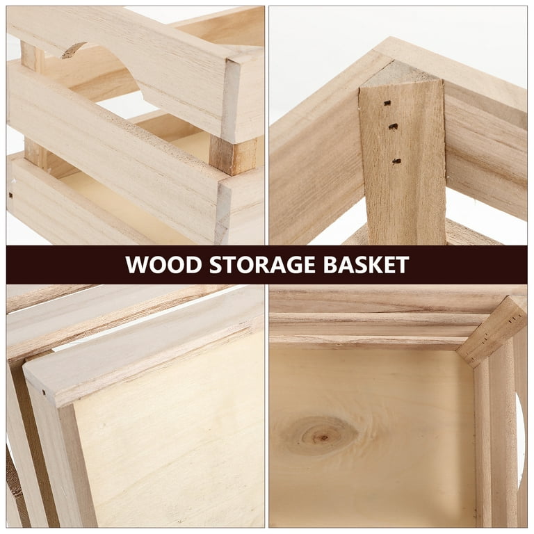 Wooden Baskets For Gifts Wood Storage Basket Wooden Organizer Vintage  Storage Box Large-capacity Wood Crate Basket 