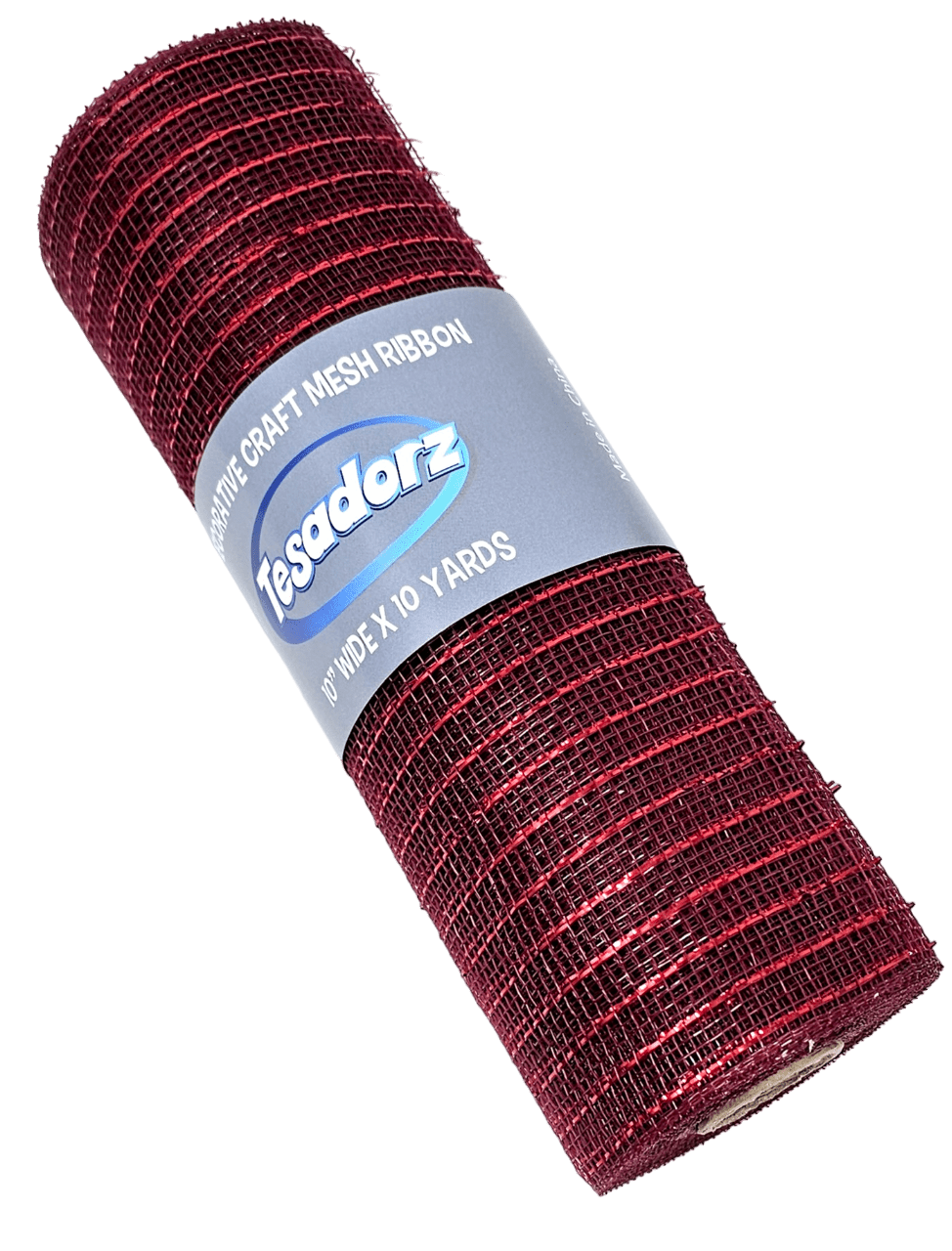 Tesadorz Brand Rose Gold, Ivory, Burgundy and Champagne Gold 10" Decorative Metallic Deco Mesh Ribbon Rolls