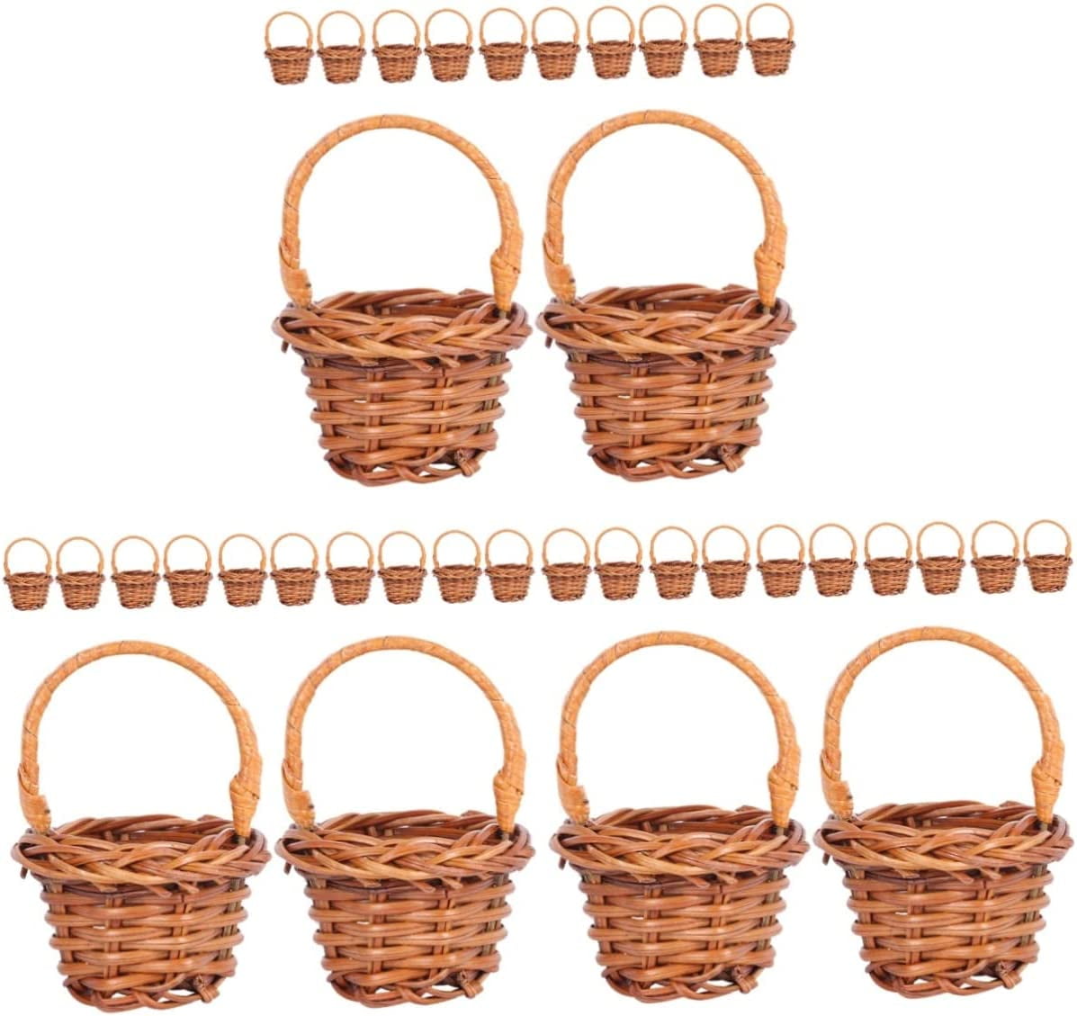 36pcs Mini Shopping Basket Woven Baskets Mini Toys Rattan Decor Farmhouse Basket Miniature