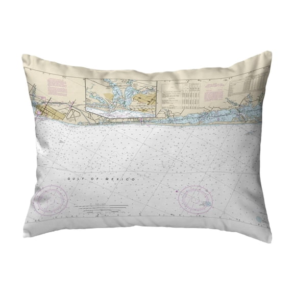 Betsy Drake Interiors Venice to Casey Key, Florida Nautical Map Noncorded Indoor/Outdoor Pillow 11x14