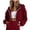 02-Wine, variant on Womens Cropped Zip up Hoodie Long Sleeve Solid Color Sweatshirts Drawstring Loose Cute Jacket