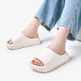 thumbnail image 4 of SCHUHLAND Women's Chunky Platform EVA Cloud Slides, High Heel Sandals, Lightweight Soft Sole Summer Beach Slippers, Beige/Black, 4 of 16
