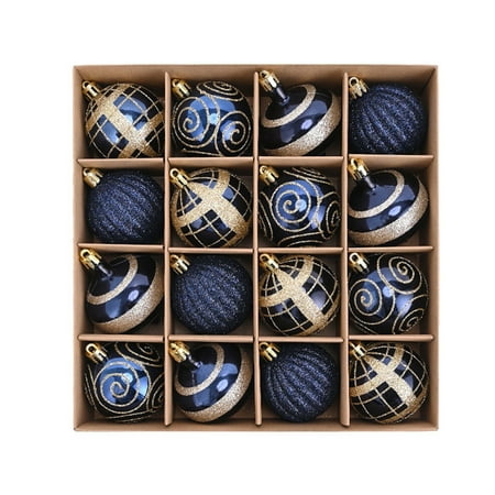 Zonao Christmas Decor Sales 2.36Inch Color Electroplated Light Christmas Ball Pendant 16Pcs Christmas Ball Set Hanging Ornaments