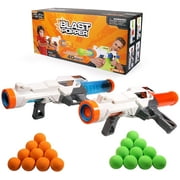 Exercise N Play 2 Pack Set Blast Popper Gun Set with 20 Pcs EVA Foam Balls