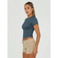 thumbnail image 2 of Womens Basic Short Sleeve Slim Fit T Shirts Soft Crewneck Crop Tee Summer Cute Gym Fashion Clothes, 2 of 4