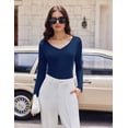 thumbnail image 3 of Ekouaer Womens 3 Pack Long Sleeve Shirts V Neck Ribbed Slim Fit Basic Tops Thermal Undershirts Casual Tee, 3 of 6