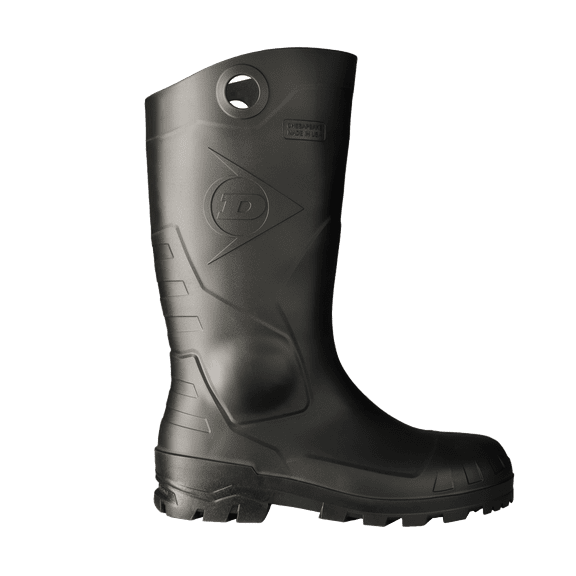 Dunlop Chesapeake Men's Waterproof Boots - Lightweight, Slip-Resistant, All-Day Comfort, Black, Size 4 US