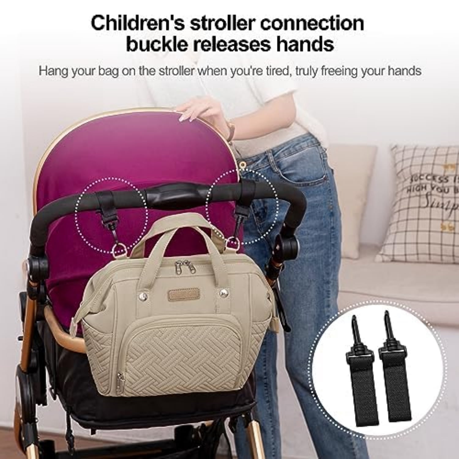 DEFAHN Small Travel Maternity Bag, Waterproof Mini Diaper Backpack with Insulated Pockets, Apricot