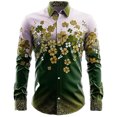 thumbnail image 4 of CONZONE St. Patrick's Day Mens Buttons Down Shirts Long Sleeve Shirts for Men Trendy Green Clover Graphic Lapel Soft Lightweight Tops, 4 of 4