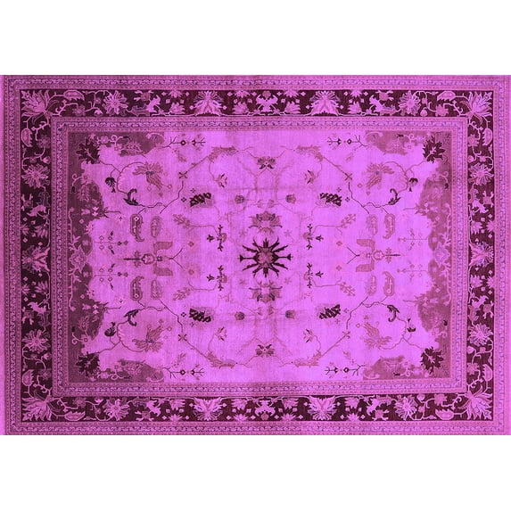 Ahgly Company Indoor Rectangle Oriental Purple Traditional Area Rugs, 7' x 10'