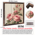 thumbnail image 3 of 2D Flat, Vintage Pink Roses Green Leaves Wall Art in Rustic Wood Frame - 8x8 Square Horizontal Floral Painting, Lightweight Smooth Finish Text-Free Design for Home Office Decor, Weddings, Birthdays, 3 of 9