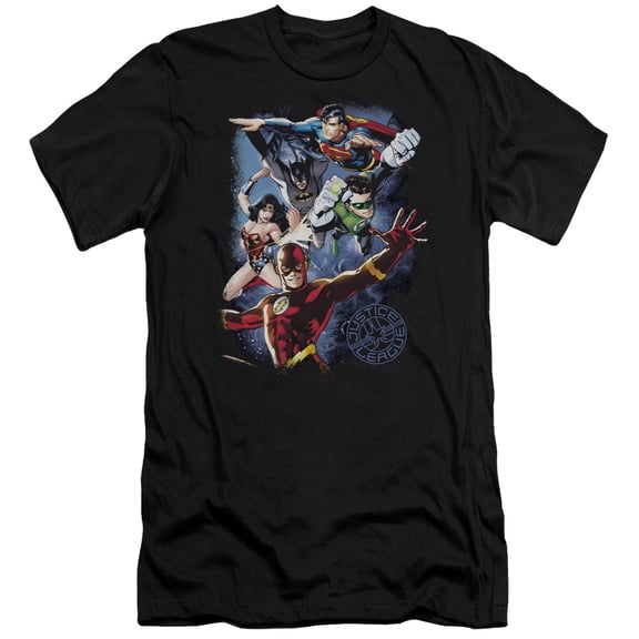 JLA Justice League Galactic Attack CoLord of the Rings S/S Adult 30/1 T-Shirt Black