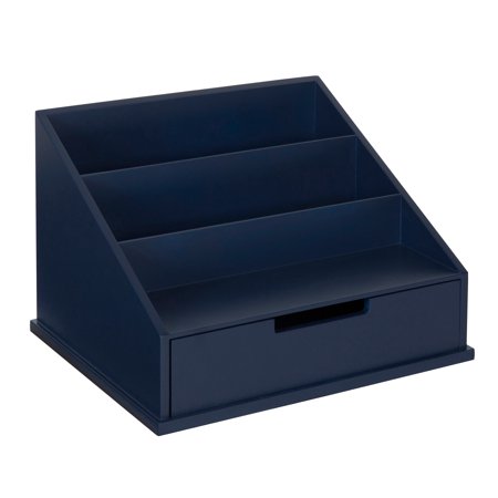 Kate And Laurel Francesca Wood Desktop Office File Holder Navy