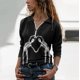 thumbnail image 2 of Moda Mujer Camiseta de manga larga Otoño Cremallera Impresión Blusa Otoño Tops Fridja  czfsfas6639, 2 of 5