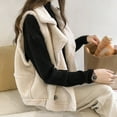 thumbnail image 3 of Women Waistcoat Sleeveless Lapel Double-Breasted Short Style Solid Color Casual Cardigan Thickened Velvet Lining Vest Coat, 3 of 8