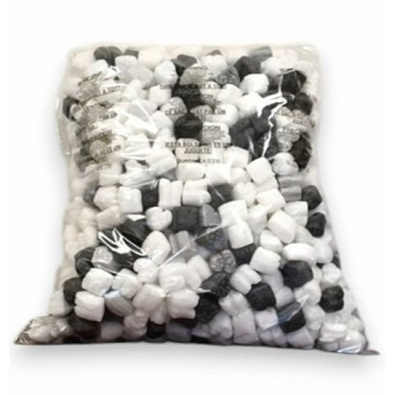 FunPak Packing Peanuts Black & White Heart Shape MiniPak, .6 cu ft Biodegradable
