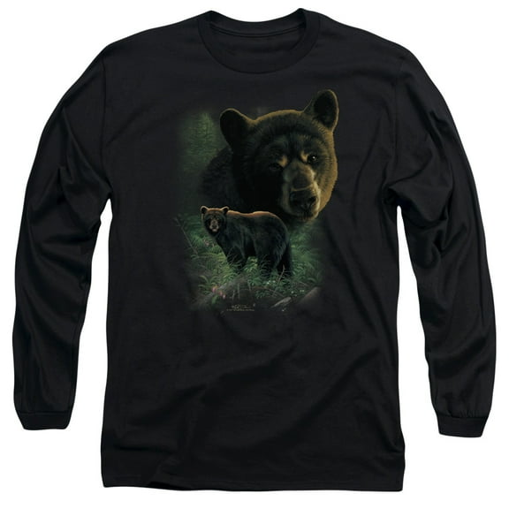 Wildlife Black Bears Long Sleeve T-Shirt Adult 18/1 Black