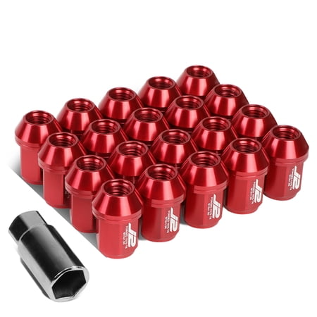 J2 Engineering LN-T7-024-15-RD J2 Engineering 7075 -T6 Forged Aluminum M12X1.5 20Pcs 35mm Height Close -End Lug Nut Set w/Adapter Key (Red)