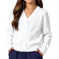 thumbnail image 3 of AUDeals Boys Girls Knit Cardigan V-Neck Long Sleeve Button Sweater Knitted Cotton School Uniform Preppy Fall Ribbed Sweater Jacket Tops (White, 11-12 Years), 3 of 7
