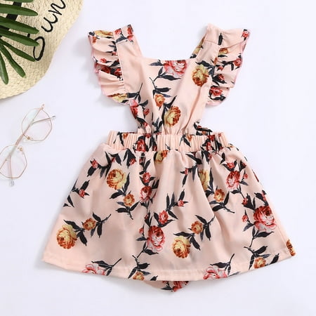 

Newborn Infant Baby Girls Ruffled Straps Floral Romper Bodysuit Summer Clothes CHMORA