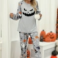 thumbnail image 6 of CONFREE Halloween Pajamas For Women Long Sleeve Cartoon Pumpkin Ghost Sleepwear Tops Pants Hallowmas Loungewear Set Cozy Nightwear, 6 of 9