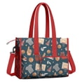 thumbnail image 2 of Teacher Tote Bag,Blue Basketball Related Items Pattern Teacher Utility Tote Bag,Large Work Tote Bags for Women with Multiple Pockets,Top Zipper Closure,13.8x10.6x6.7 Inch, 2 of 5