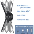 thumbnail image 4 of 2-Light Black Wall Sconce Lamp Mid Century Modern Starburst Sconce Wall Lighting, 4 of 7