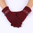 thumbnail image 3 of Moda mujer dedo completo para pantalla táctil guantes lindo arco a prueba de viento conducción montar invierno cálido guante, 3 of 5