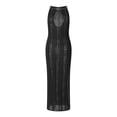thumbnail image 4 of xiaxaixu Robe de Plage pour Femmes, Sans Manches à Col Rond, Dos Nu, à Nouer, Transparente, Ajourée, Fendue, Coupe Ajustée, Robe d'Été, 4 of 9