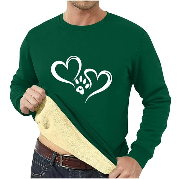 guisaled Casual Sweatshirt for Men Crewneck Warm Sherpa Lined Pullover Heavyweight Long Sleeve Shirts Winter Fleece Sweatshirts
