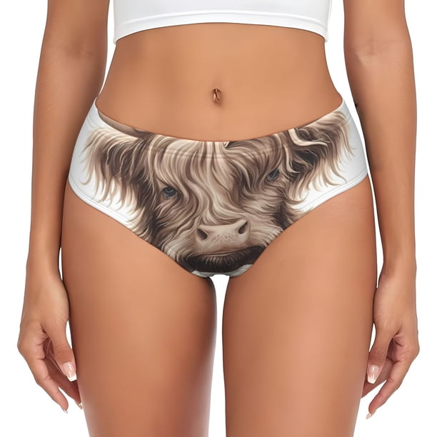 Fotbe Relaxed Cute Cow Reading Calzones Estampados para Mujer – Ropa Interior de Algodón, Cómoda, Suave y Elástica-X-Small