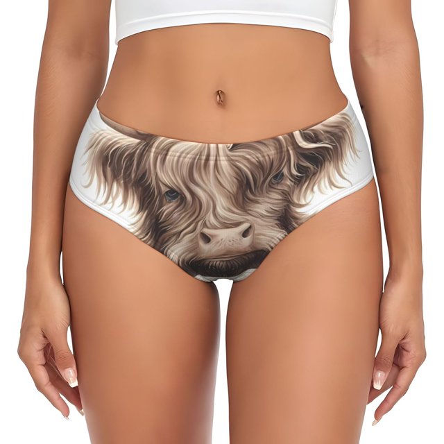 Balery Relaxed Cute Cow Reading Ropa Interior de Algodón para Mujer con Dibujo – Braguitas Cómodas y Elásticas, Estilo Clásico-Small