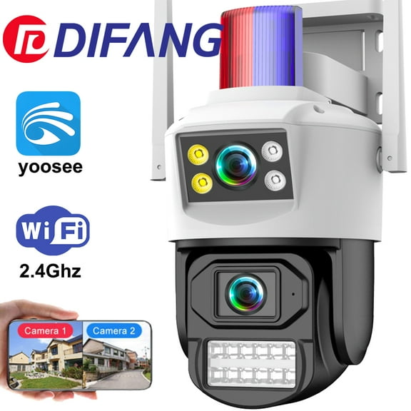 DIFANG 4K Dual Lens outdoor Wifi Security Camera, two-way audio, Color night Vision, Wireless CCTV  IP Camera with Light Alarm