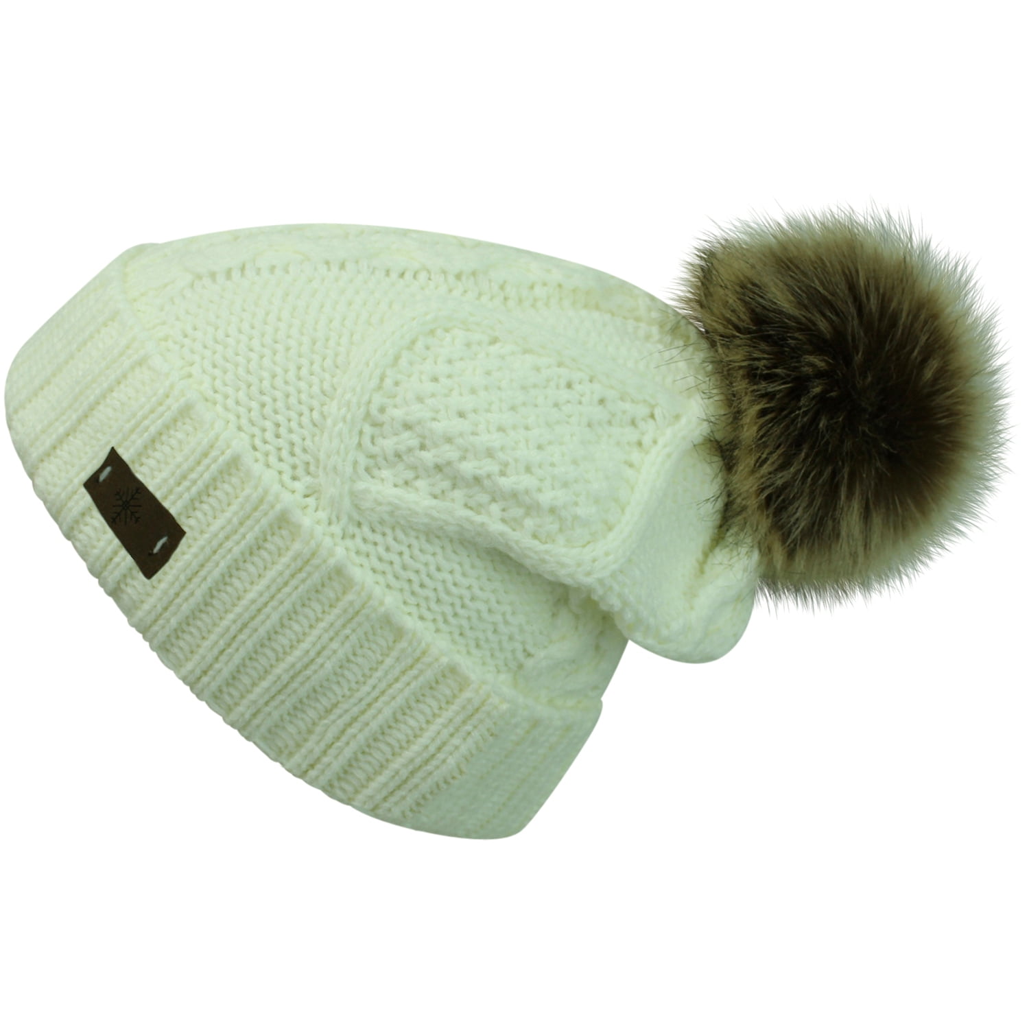 Simplicity Kids Girls Boys Winter Lined Snow Knit Beanie Hat with Pom Pom